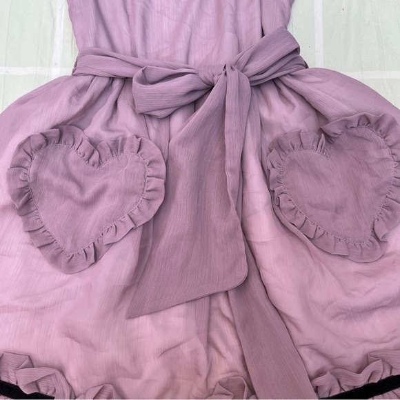 CUTE Mon lily mauve lolita tulle dress w ruffle trim and bow - Picture 5 of 9